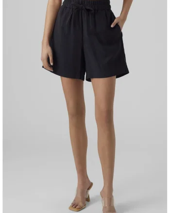 Pantaloni scurti cu talie inalta, Negru
