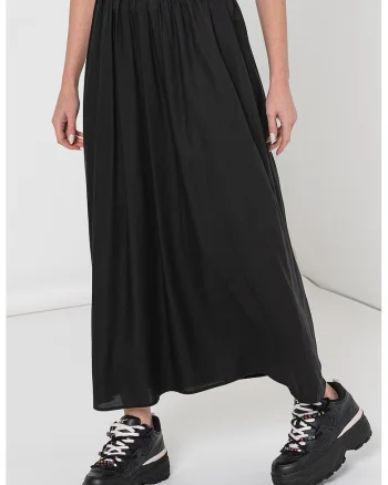 Fusta maxi cu talie elastica, Negru