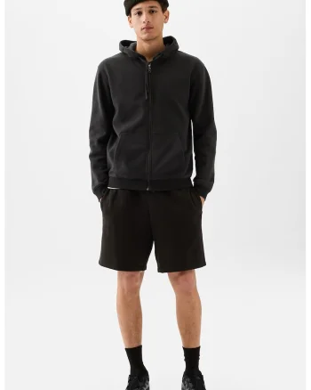 Pantaloni de trening scurti cu talie ajustabila, Negru