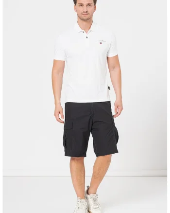 Tricou polo cu logo Elbas, Alb optic
