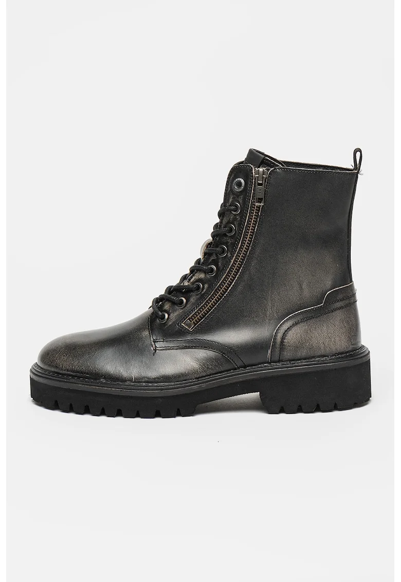 Ghete de piele cu fermoar, Negru stins