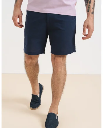 Pantaloni scurti chino din amestec de in, Bleumarin