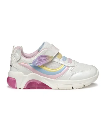 Pantofi sport cu plasa din material textil si velcro, Albastru pastel/Roz pastel/Alb murdar