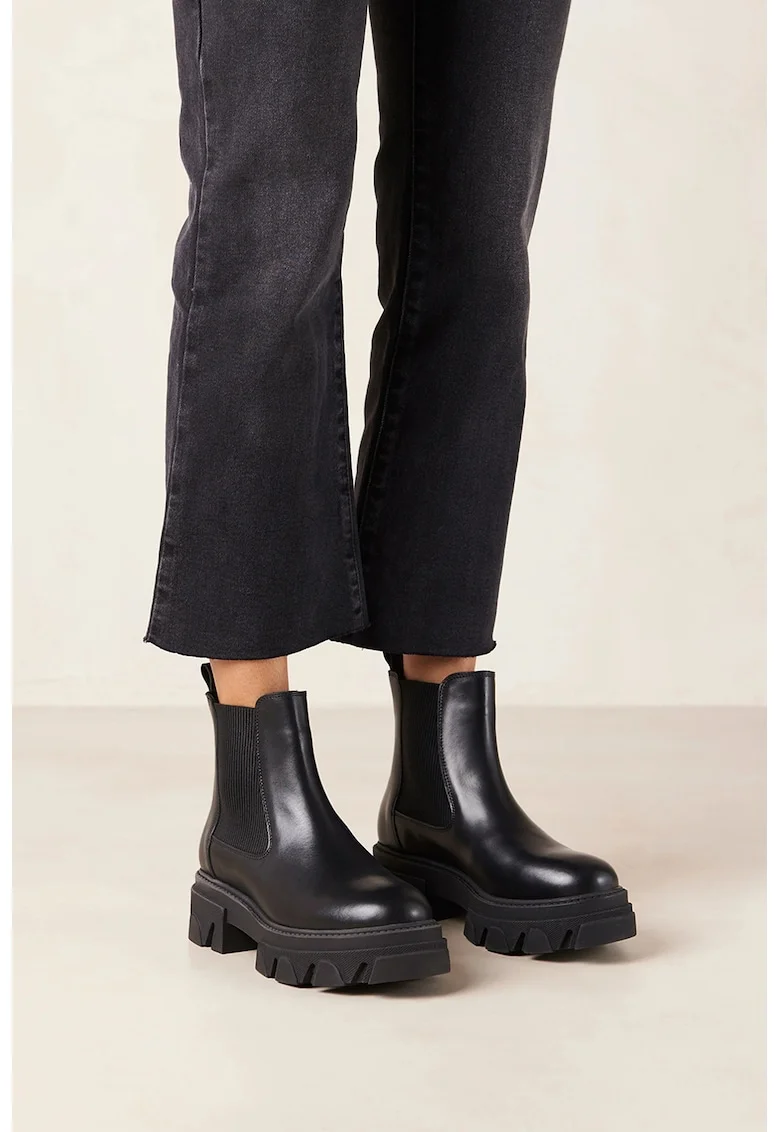 Ghete Chelsea de piele, Negru