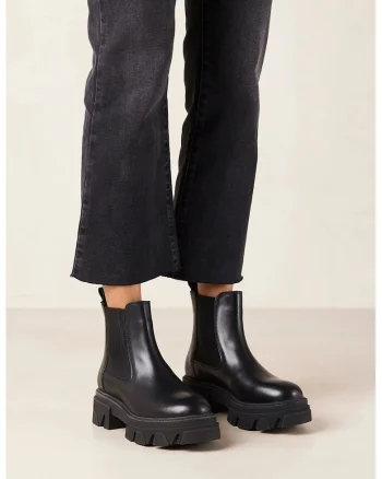 Ghete Chelsea de piele, Negru