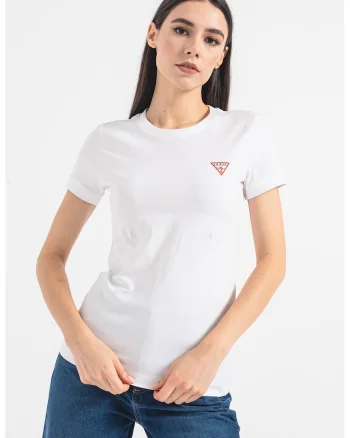 Tricou slim fit cu logo, Alb