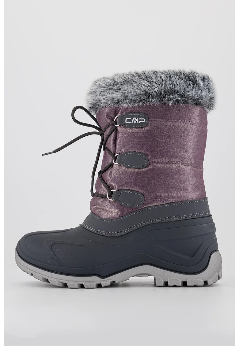 Cizme mid-calf de iarna cu garnitura de blana sintetica Nietos, Gri/Lila pal