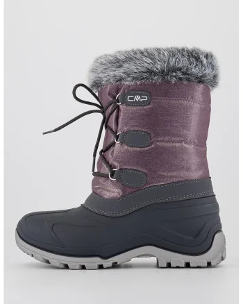 Cizme mid-calf de iarna cu garnitura de blana sintetica Nietos, Gri/Lila pal
