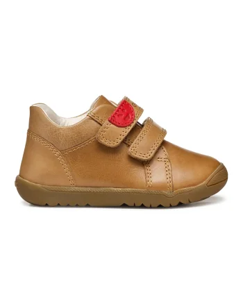 Pantofi sport Macchia din piele cu velcro, Caramel
