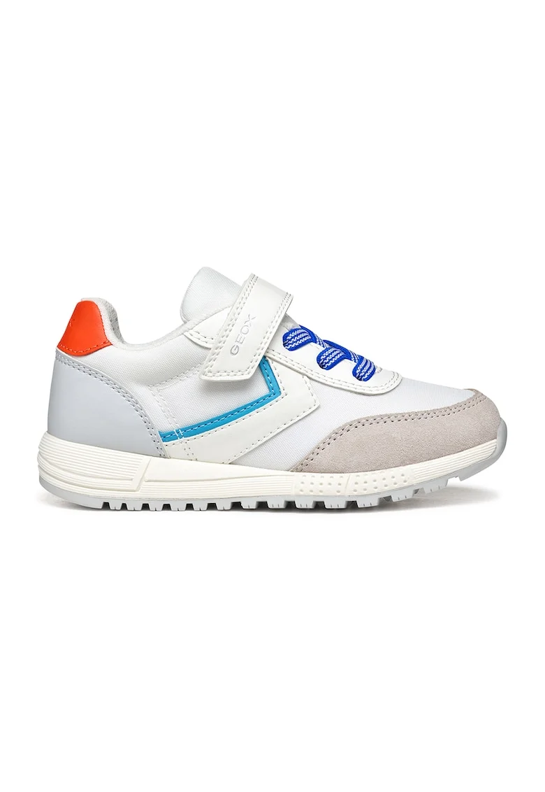 Pantofi sport cu velcro si garnituri de piele intoarsa, Maro taupe deschis/Alb murdar