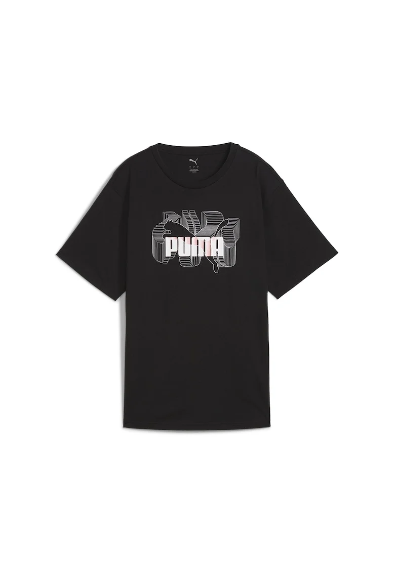 Tricou relaxed fit cu logo, Negru