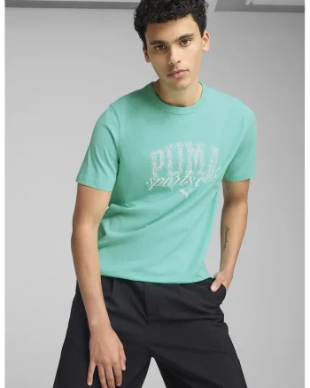 Tricou cu decolteu la baza gatului si imprimeu logo, Turcoaz