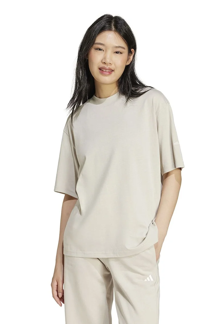 Tricou supradimensionat din bumbac, Alb fildes
