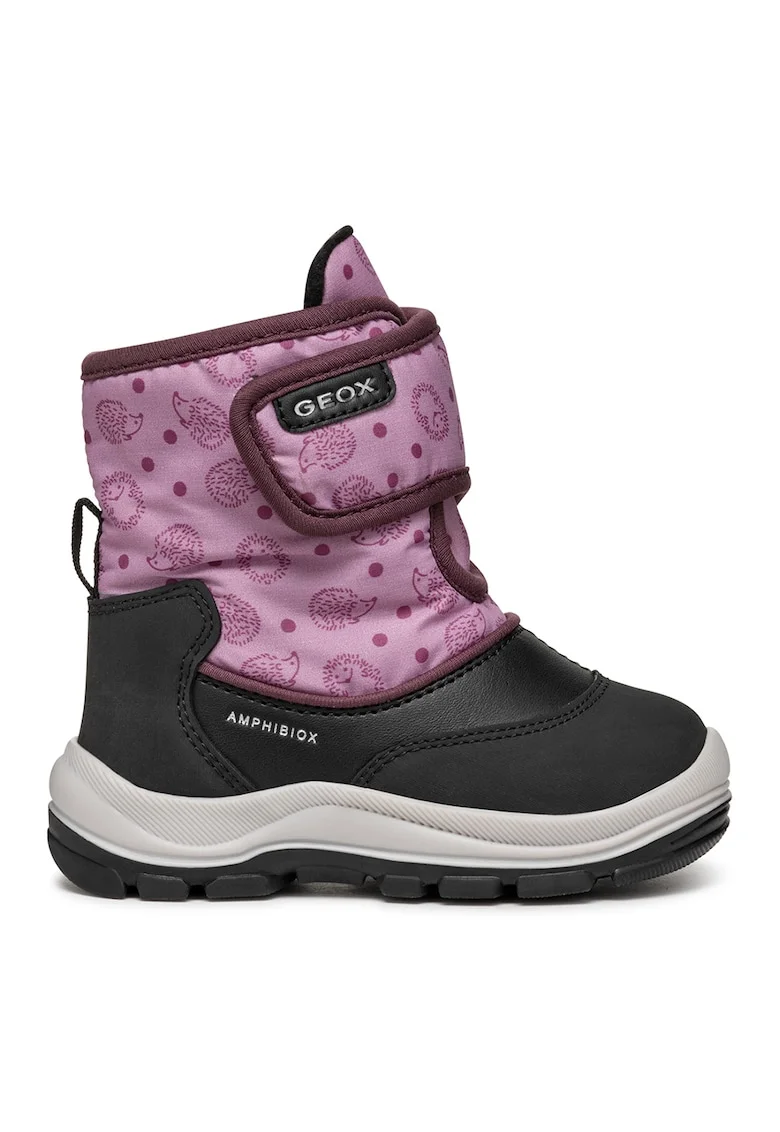 Ghete impermeabile cu velcro, Negru/Lila/Alb optic