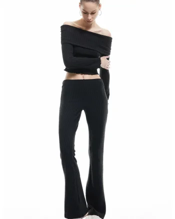 Pantaloni slim fit cu talie medie, Negru