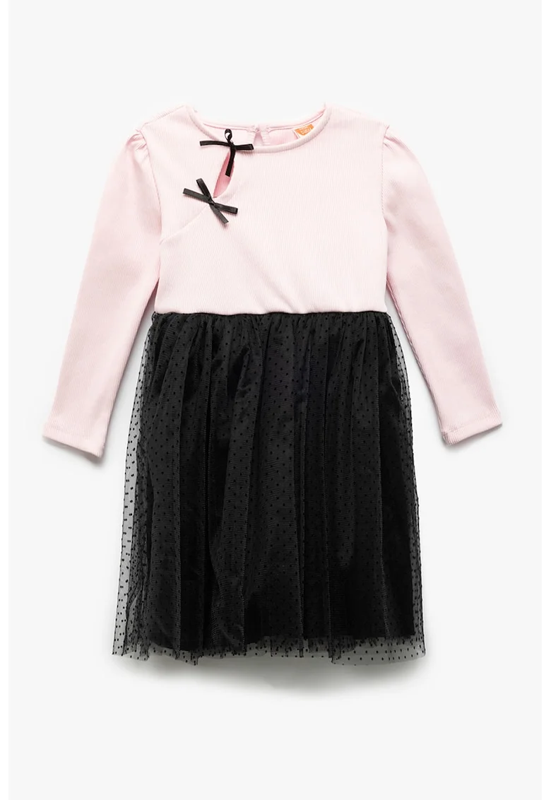 Rochie combi cu terminatie din tul, Roz pastel/Negru stins