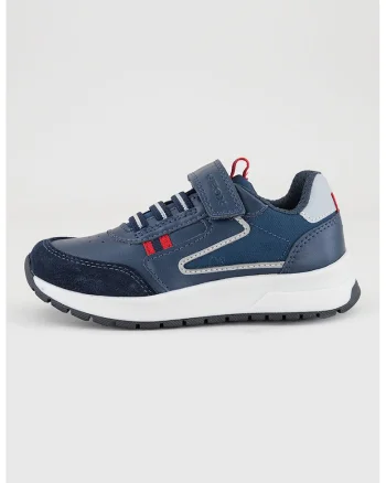 Pantofi sport cu velcro si detalii de piele intoarsa, Rosu inchis/Bleumarin