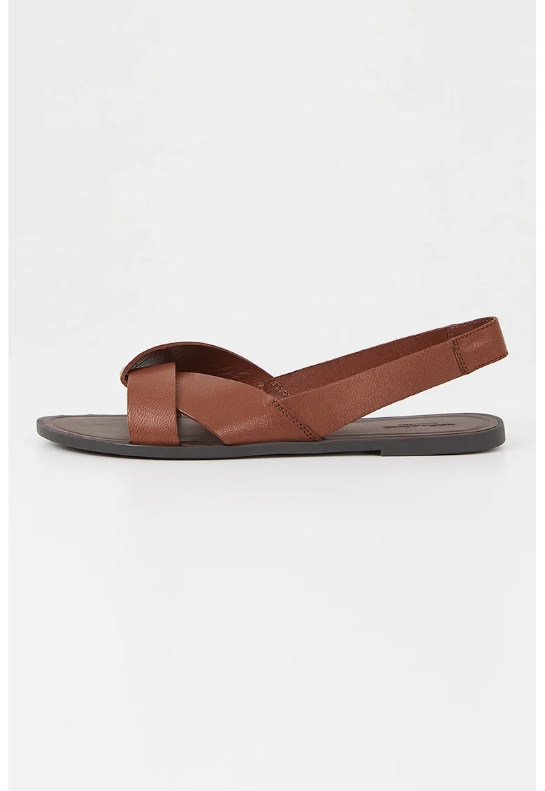 Sandale slingback de piele, Maro