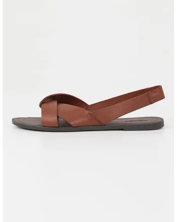 Sandale slingback de piele, Maro