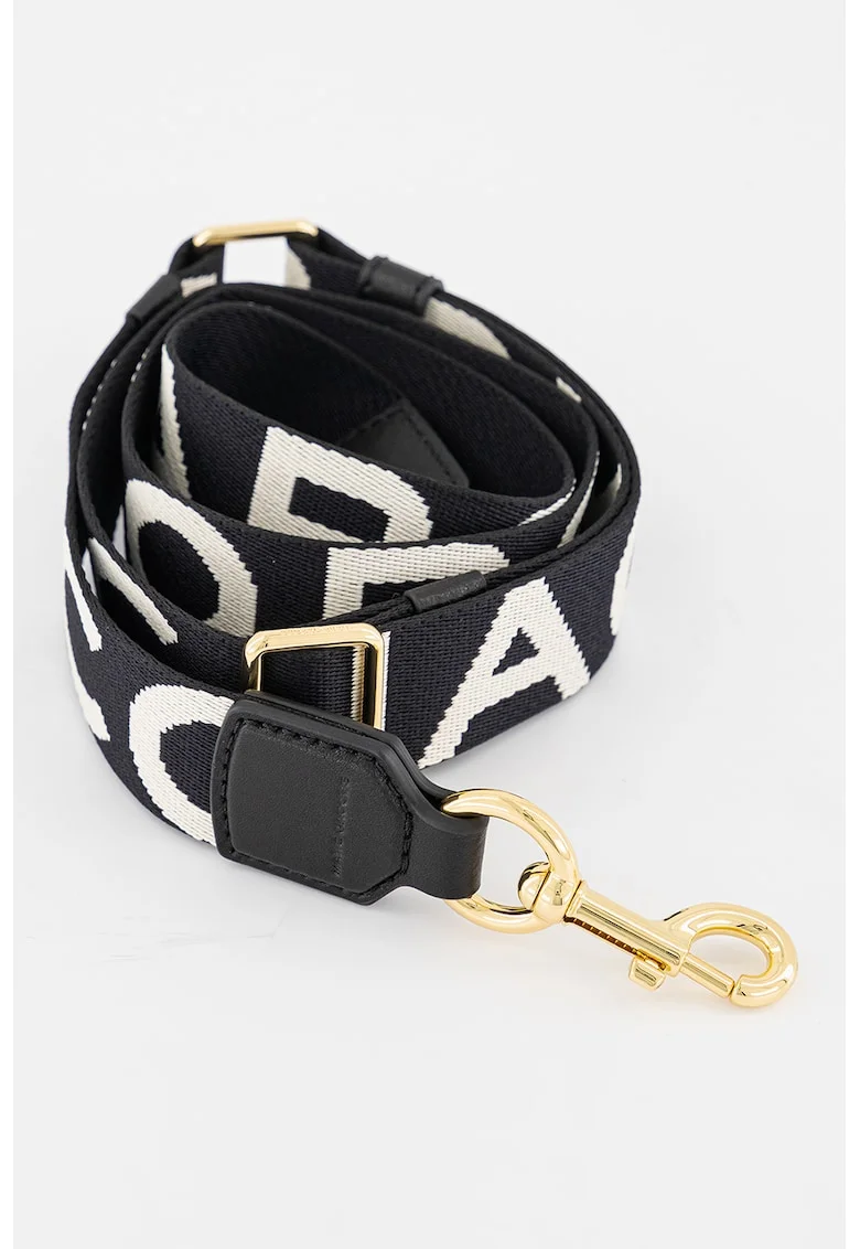 Bareta cu model logo, pentru geanta, Alb/Negru