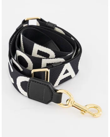 Bareta cu model logo, pentru geanta, Alb/Negru