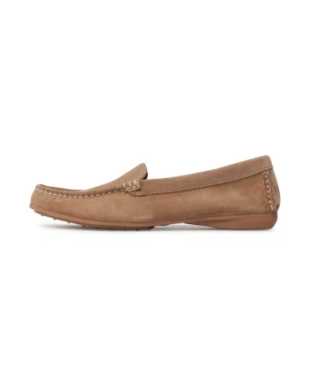 Mocasini dama,  185450, Piele intoarsa, Bej