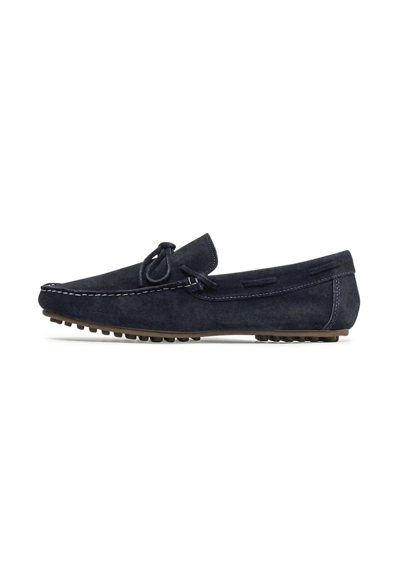 Mocasini barbati,  317594, Piele intoarsa, Albastru