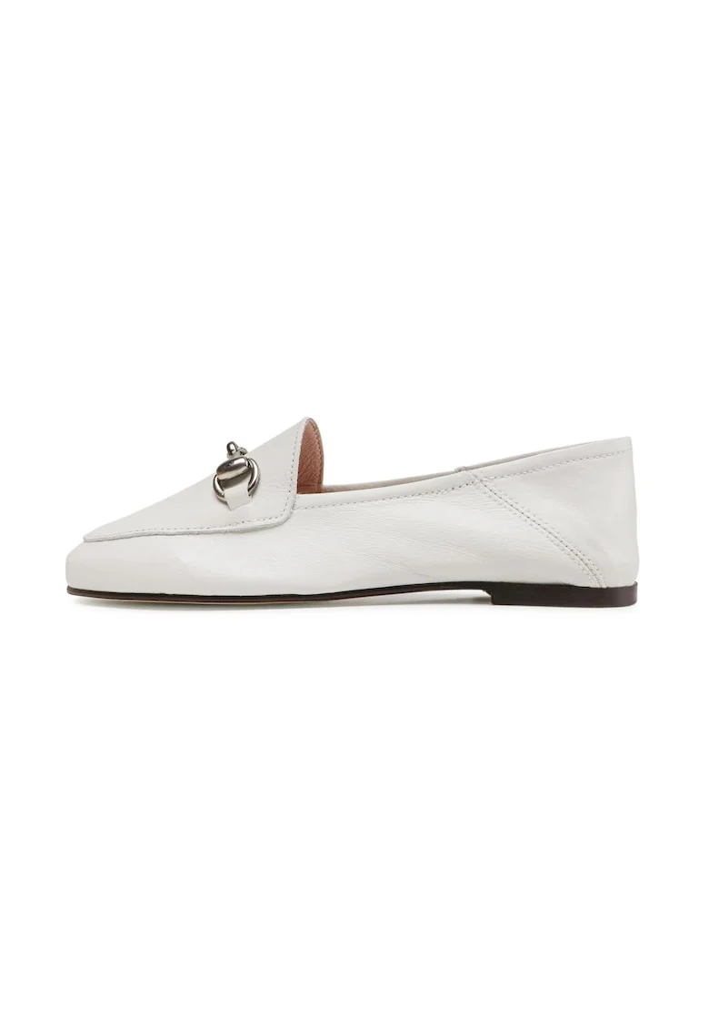 Mocasini dama,  316726, Piele naturala, Alb