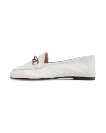 Mocasini dama,  316726, Piele naturala, Alb