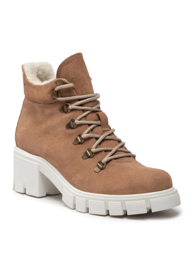 Ghete dama,  301009344, Bej, Piele naturala/Piele intoarsa, Bej