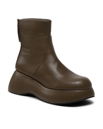 Botine dama,  301704638, Piele ecologica, Verde, Verde