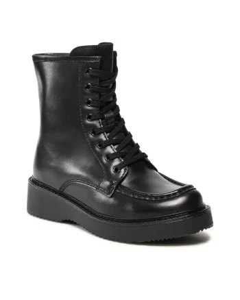 Botine dama,  5904248877354, Piele naturala, Negru, Negru