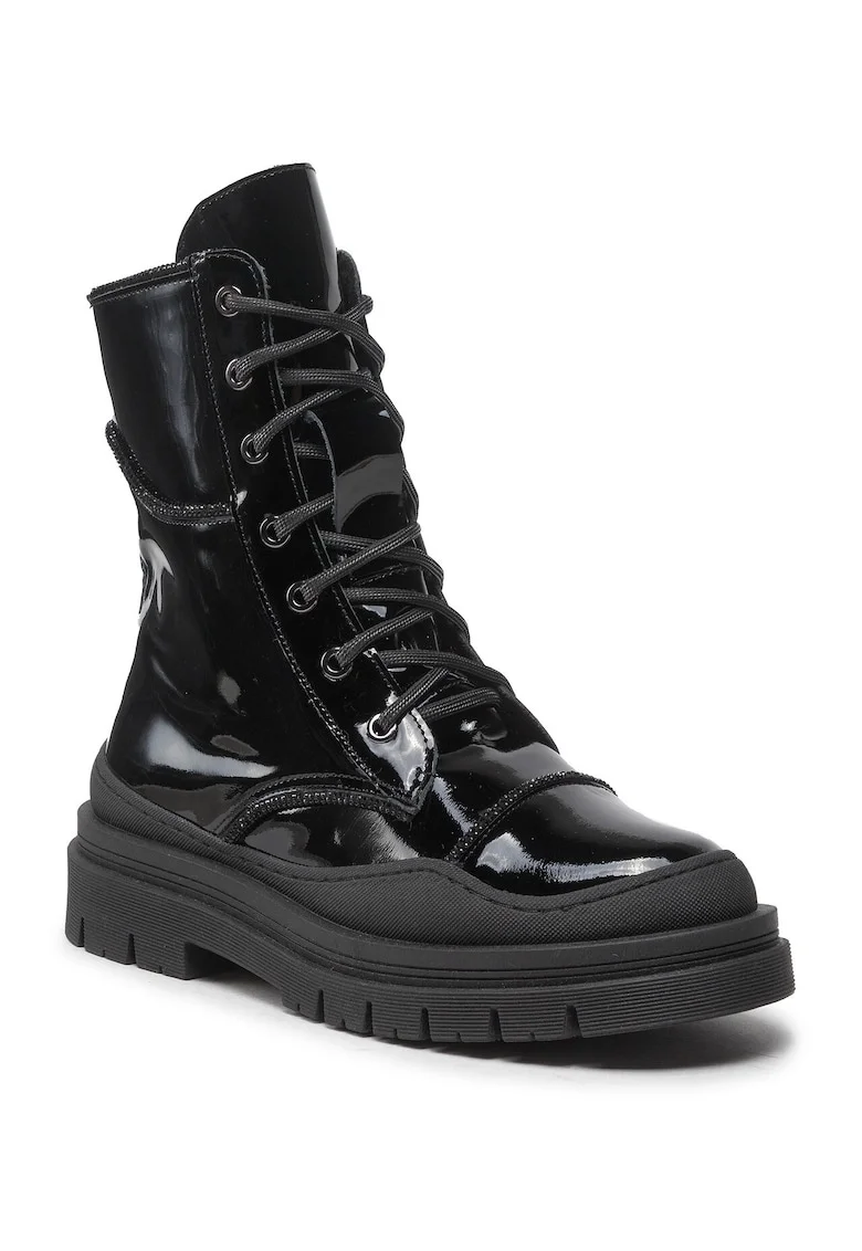 Ghete dama,  301548676, Piele naturala/Piele lacuita, Negru, Negru
