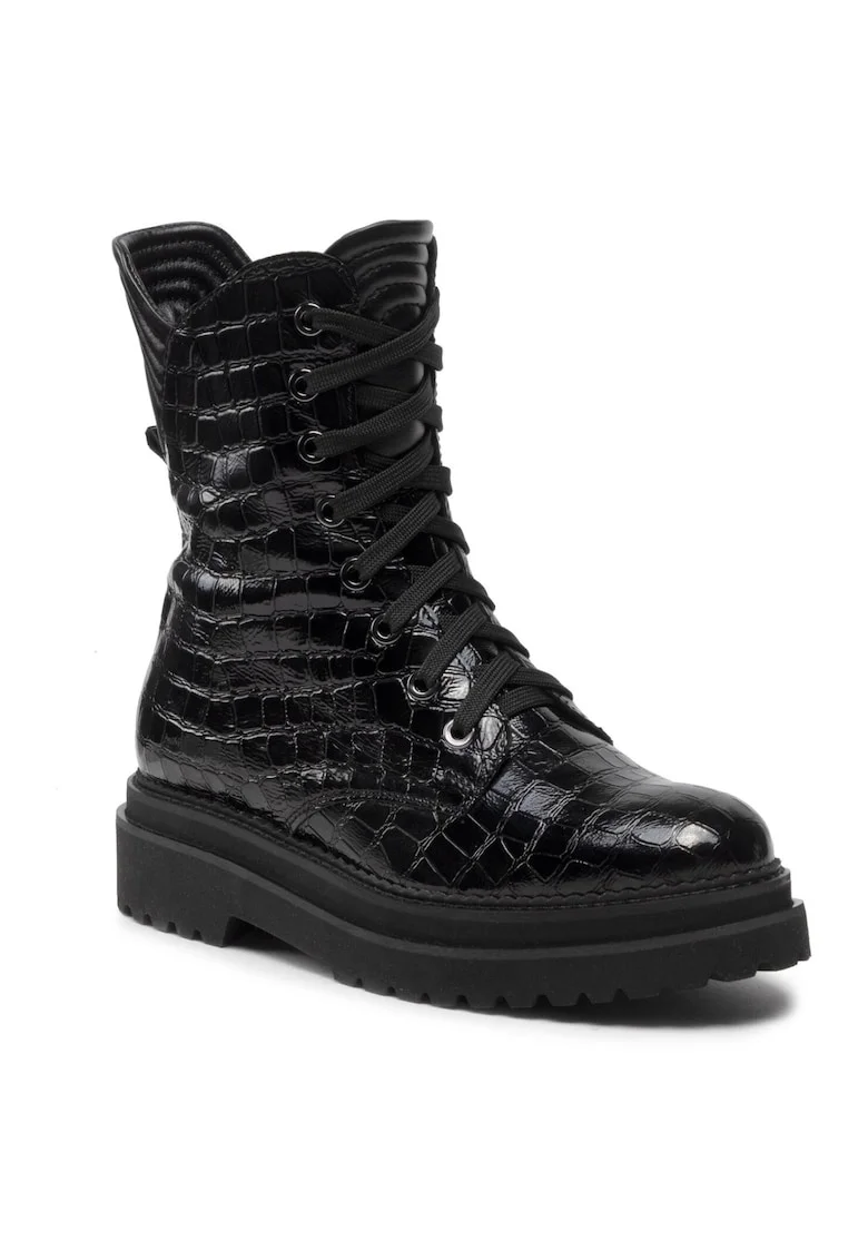 Ghete dama,  301548461, Piele naturala/Piele lacuita, Negru, Negru