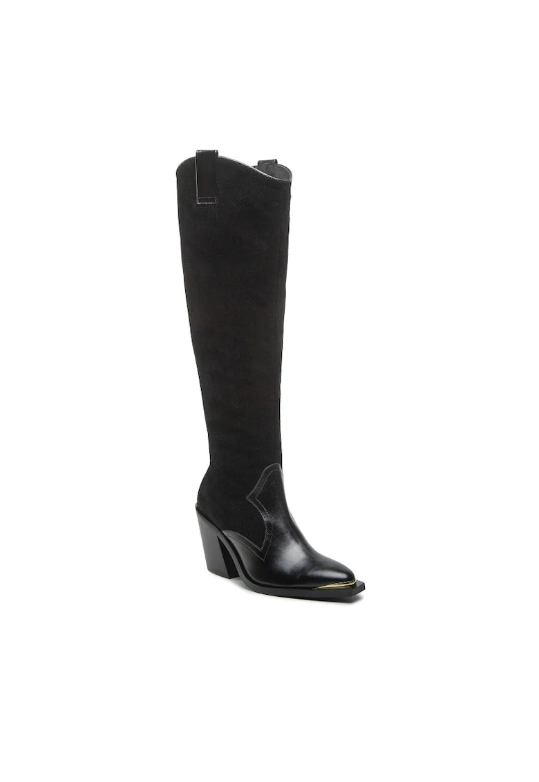 Cizme dama,  301547167, Piele naturala, Negru, Negru