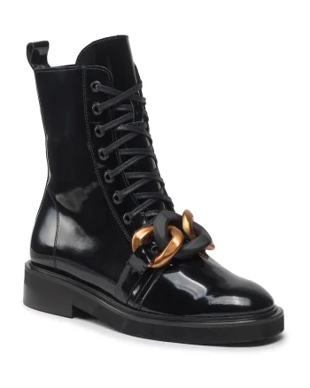 Ghete dama,  301548508, Piele naturala/Piele lacuita, Negru, Negru