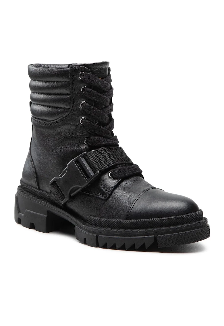 Ghete dama,  301551324, Piele naturala, Negru, Negru