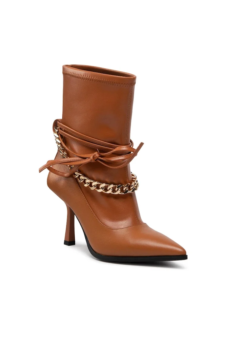 Botine dama,  Piele naturala, Maro