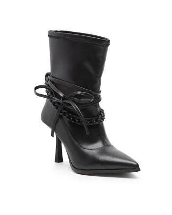 Botine dama,  Piele naturala, Negru