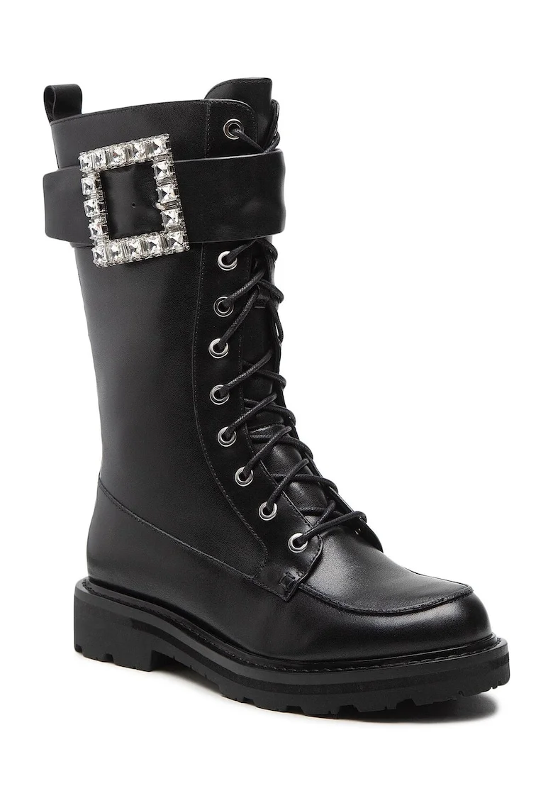 Ghete dama,  301560210, Piele naturala, Negru, Negru