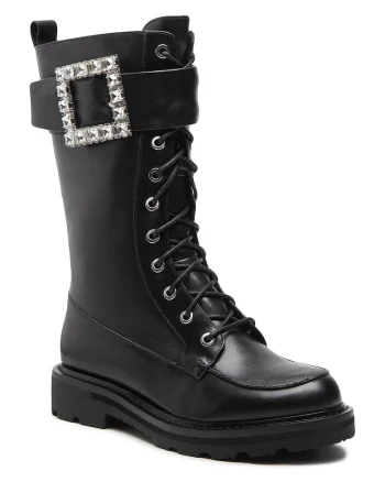 Ghete dama,  301560210, Piele naturala, Negru, Negru
