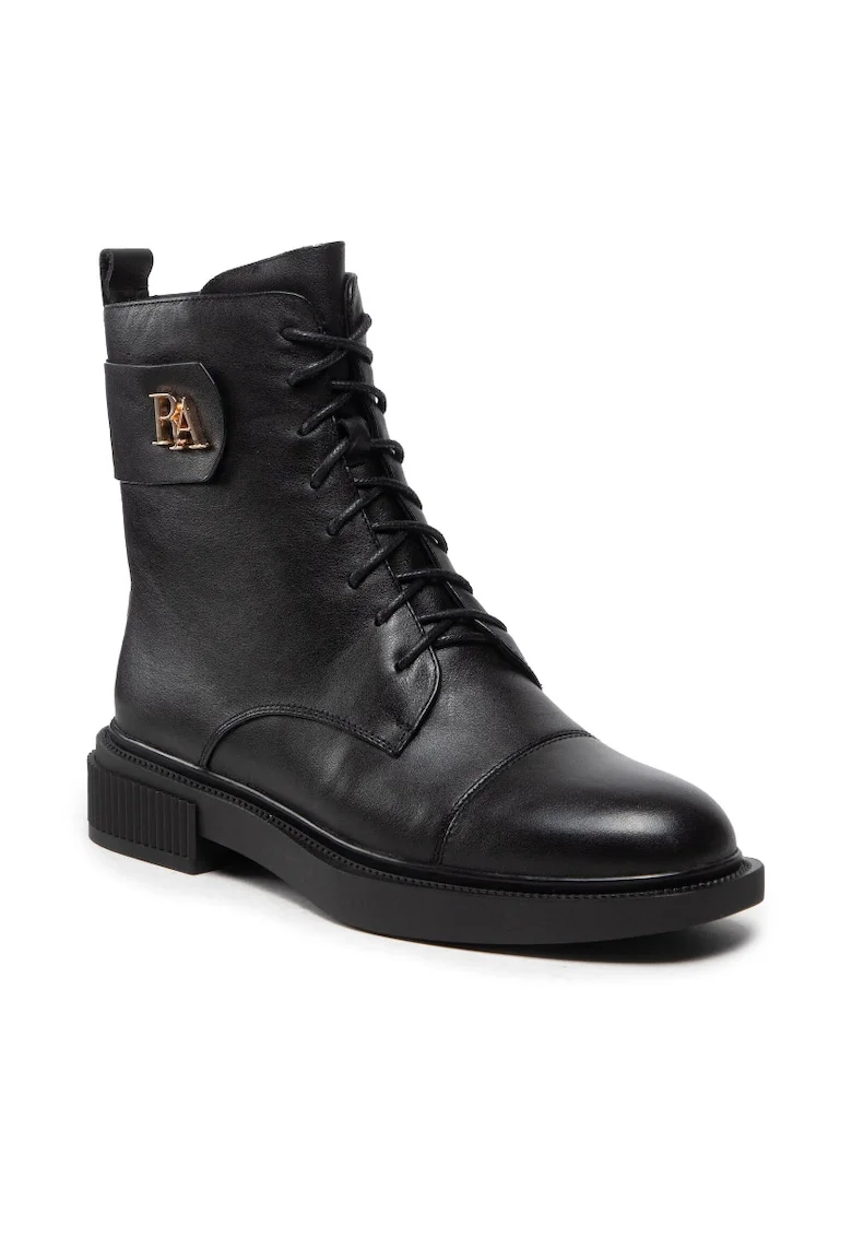 Botine dama,  301323341, Piele naturala, Negru