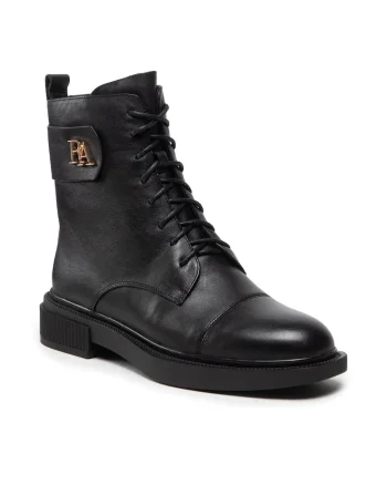 Botine dama,  301323341, Piele naturala, Negru