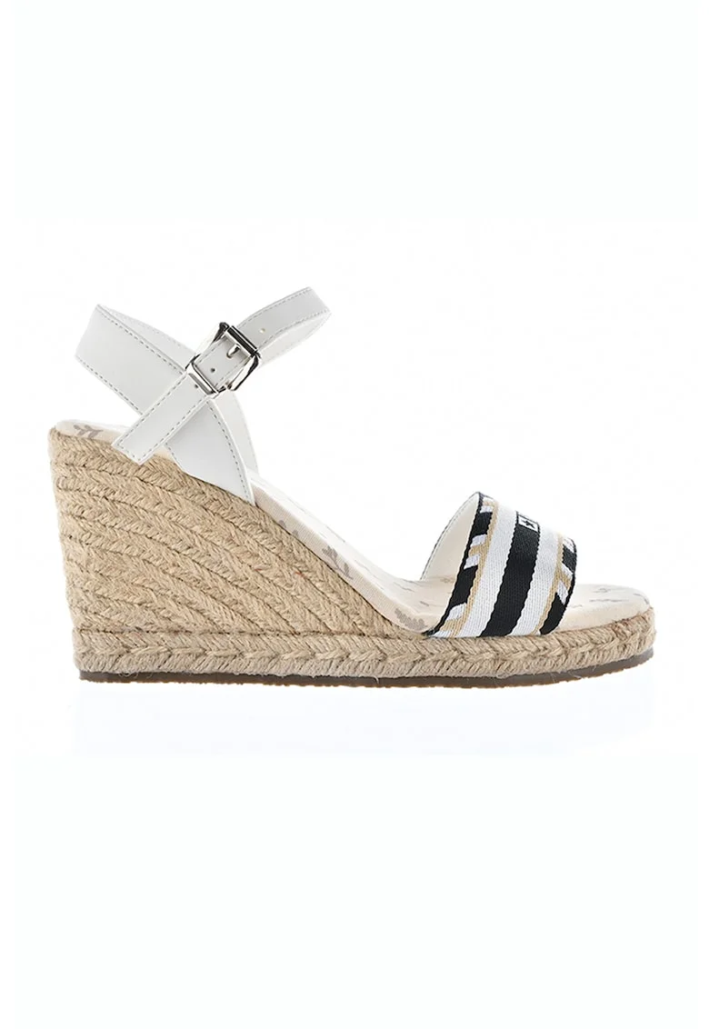 Sandale wedge cu logo, Alb
