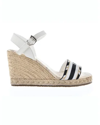 Sandale wedge cu logo, Alb