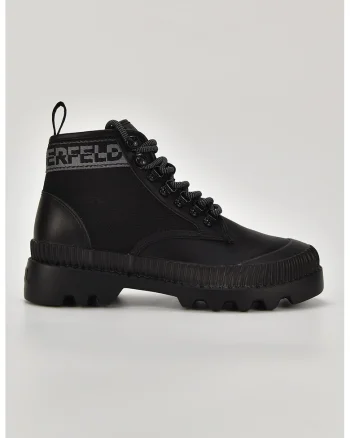 Ghete de piele cu garnituri de material textil, Negru