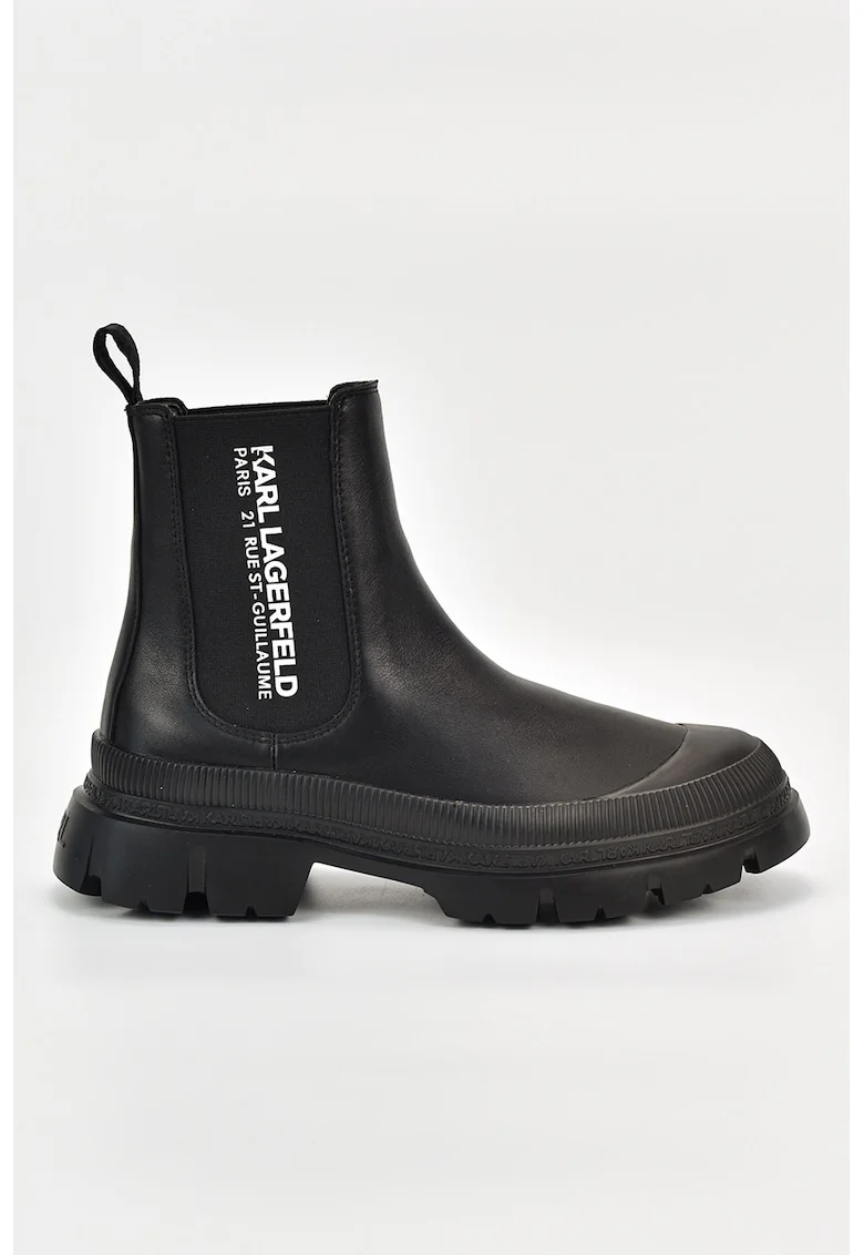 Ghete Chelsea cu imprimeu logo, Negru