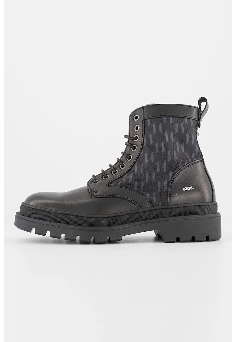 Bocanci de piele cu model, Negru