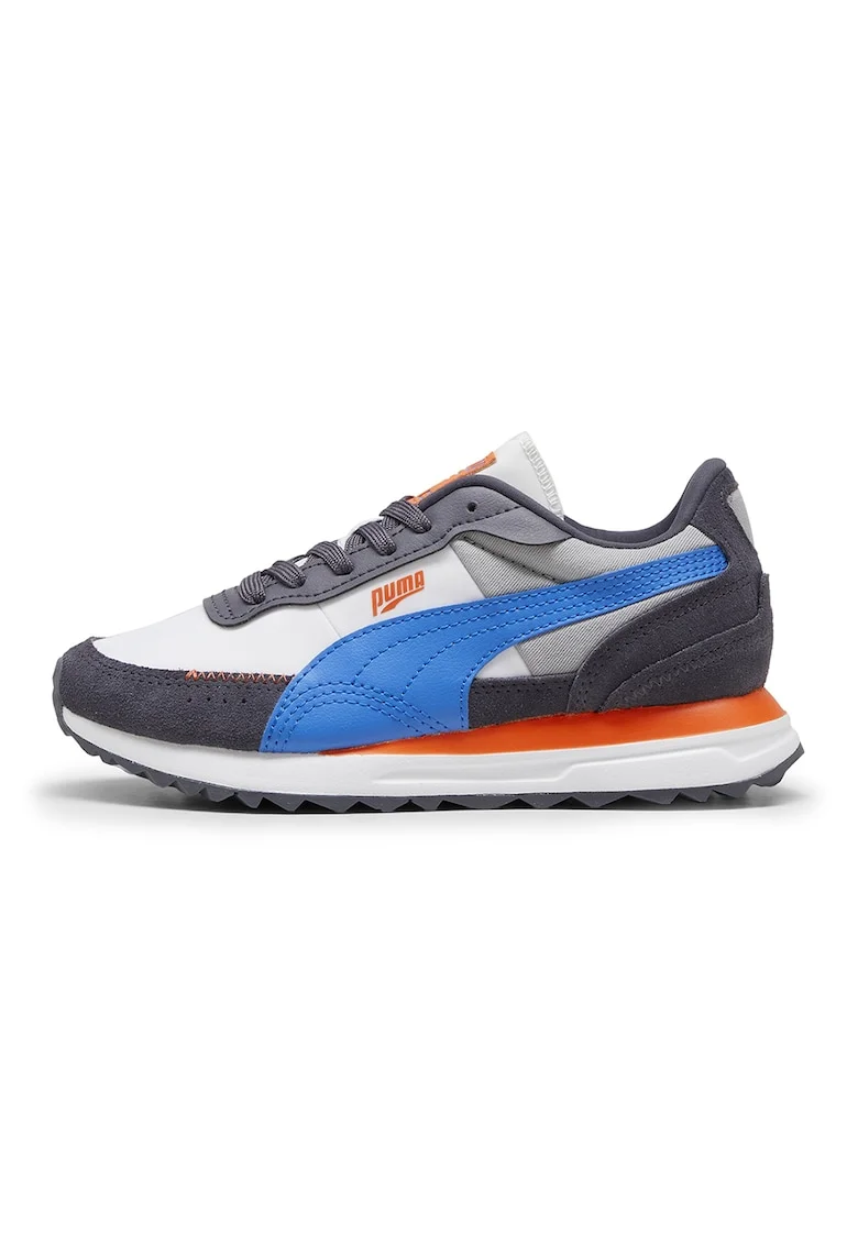 Pantofi sport cu model colorblock si garnituri din piele Road Rider BTS, Alb/Albastru/Gri inchis