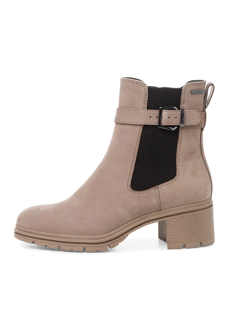 Botine din piele nabuc, Maro taupe deschis